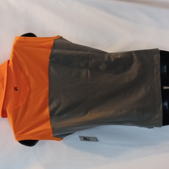 Fila Women’s NWT activewear gray top with orange strip block stripe - Picture 5 of 8